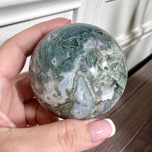 Beautiful Moss Agate Druzy Crystal Sphere 66mm, Tree Agate Sphere, Crystal Ball, Natural Moss Agate