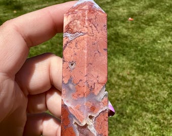 Druzy Pink Agate Tower, Crystal Decor,  Sparkly Crystal Point • Self-Love & Calming Energy