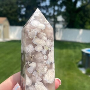 Beautiful Flower Agate Polished Crystal Tower