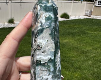 Ocean Jasper Druzy Crystal Tower, Sea Jasper Tower, Jasper Crystal, Crystal Decor