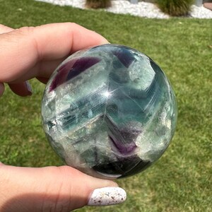 Rainbow Fluorite Crystal Sphere 63mm, Green Fluorite Sphere, Crystal Ball
