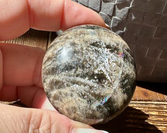 Black Moonstone Crystal Palm Stone from Madagascar, Flashy Moonstone, Crystal Decor, Crystal Palm Stone