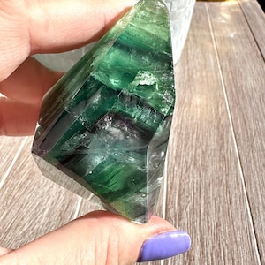 Rainbow Fluorite Crystal Carved Freeform, Freeform Crystal, Green Fluorite, Natural Fluorite