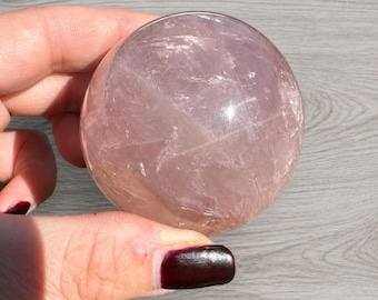 Star Rose Quartz with Natural Star Flash, Rose Quartz Crystal Sphere from Madagascar, 56mm