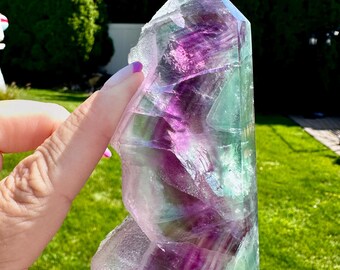Rainbow Fluorite Crystal Freeform, Raw Mineral, Natural Fluorite, Crystal Decor, Natural Crystals