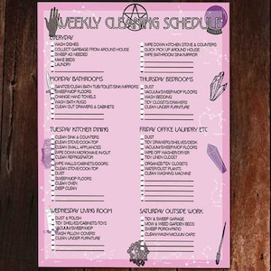 Weekly Cleaning Schedule Esoteric