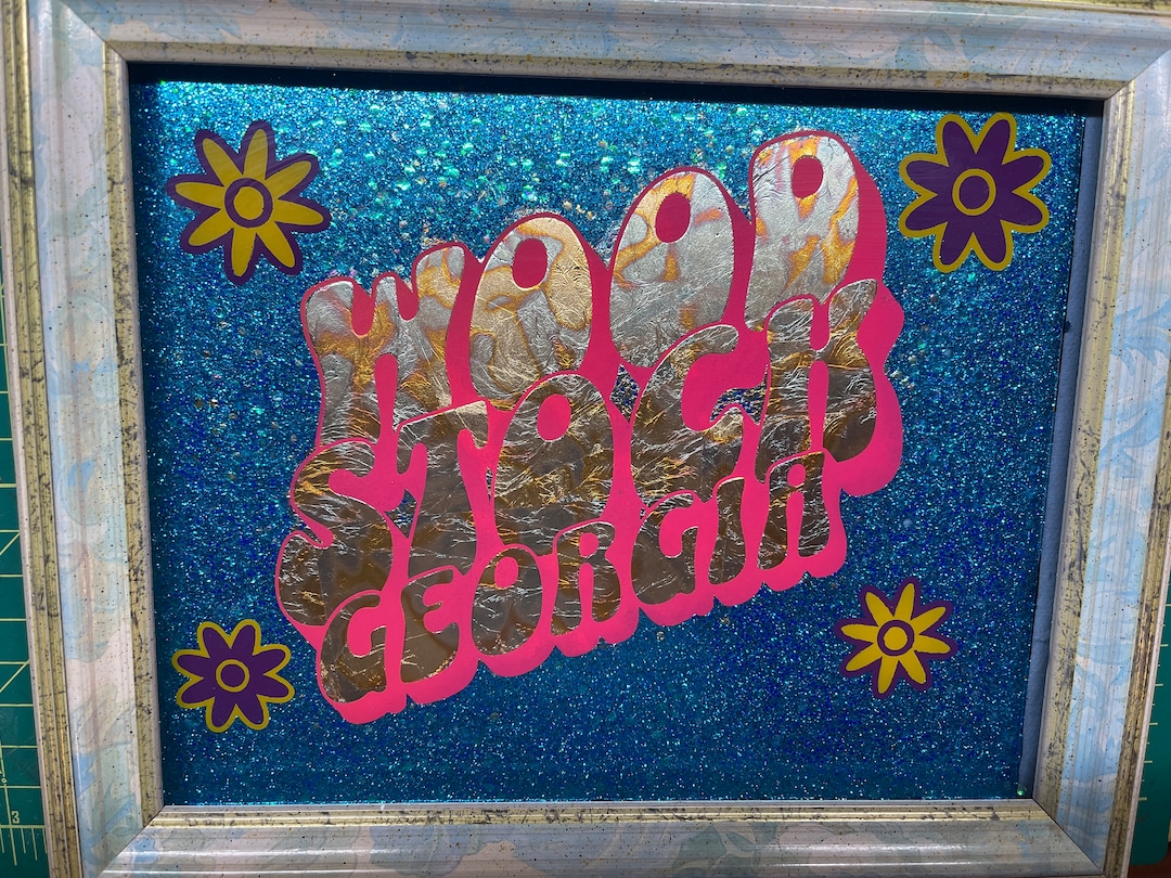 Hippie Woodstock GA Glass Sign Art Etsy