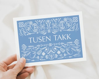 Pack of 10 cards - Norwegian Swedish Tusen Takk Cards