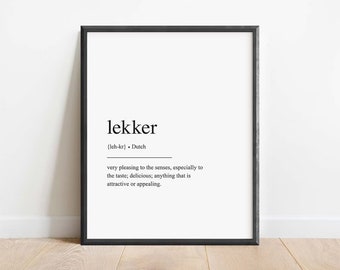 Lekker Definition Print, Dutch Wall Art, Minimalist Decor