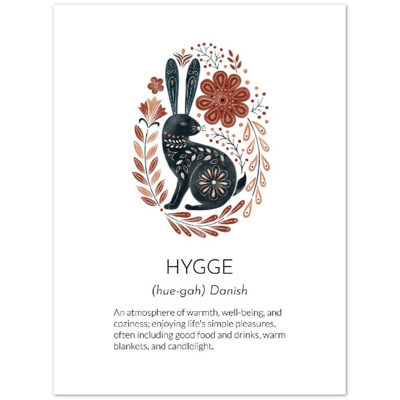 Hygge Definition Print, Dansk Folkkonst Poster, Rosemaling bild 5