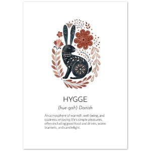 Hygge Definition Print, Dansk Folkkonst Poster, Rosemaling bild 4