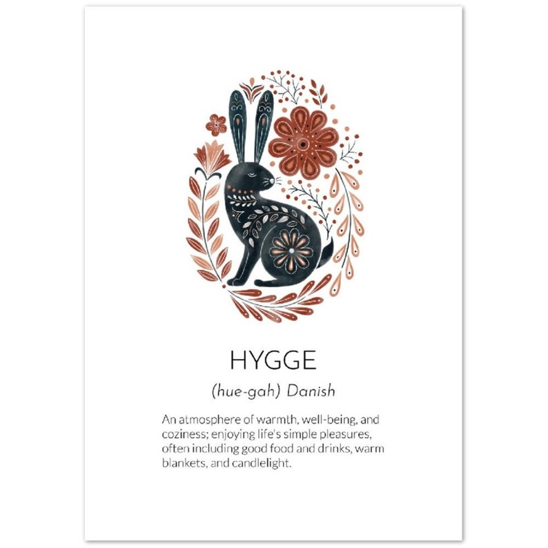 Hygge Definition Print, Dansk Folkkonst Poster, Rosemaling bild 4
