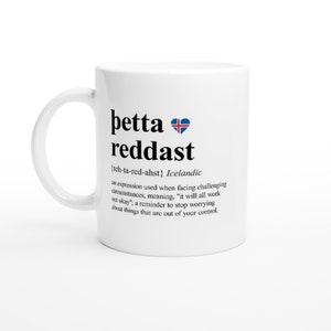 Icelandic Þetta Reddast Definition Mug, Petta Reddast Mug, Icelandic Gifts, Iceland Gift, Iceland Mug, Nordic Gifts