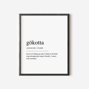 PRINTED Gökotta Definition Print, Swedish Definition Print, Nordic print, Swedish Gift, Swedish Art, Scandinavian Wall Art