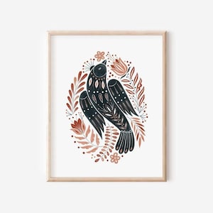 PRINTED Folk Art Bird Poster, Norwegian Folk Art, Scandinavian Folk Art, Norwegian Gift, Norwegian Decor, Scandinavian Decor