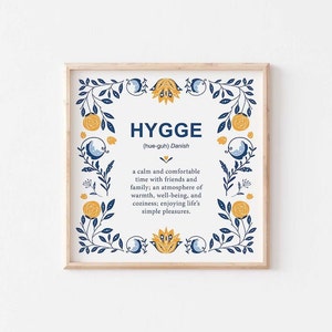PRINTED Hygge Definition Print, Danish Definition Poster, Danish Decor, Scandinavian print, Scandinavian Folk Art, Danish Gift, Rosemaling
