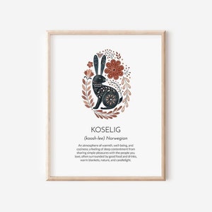 PRINTED Koselig Definition Print, Norwegian Folk Art, Norway Folk Art, Rosemaling, Norwegian Decor, Norwegian Gift, Norwegian Art