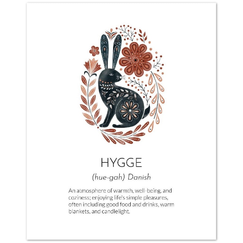 Hygge Definition Print, Dansk Folkkonst Poster, Rosemaling bild 3