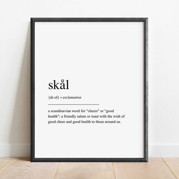 DIGITAL DOWNLOAD - Skål Definition Print, Scandinavian Definition Print, Scandinavian Decor, Norwegian Decor, Scandinavian Wall Art