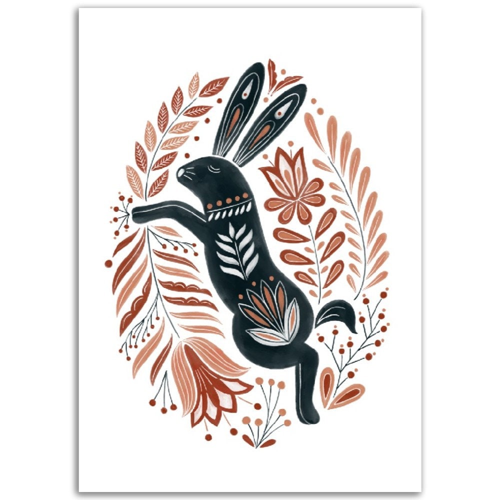 Folk Art Rabbit Wallpaper