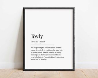 DIGITAL DOWNLOAD - Finnish Löyly Definition Print, Loyly Definition Print, Nordic print, Finnish Gift, Finnish Print, Finnish Sauna