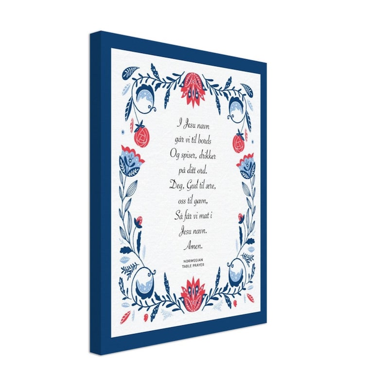 CANVAS PRINTED Norwegian Table Prayer, Norwegian Blessing, Norwegian