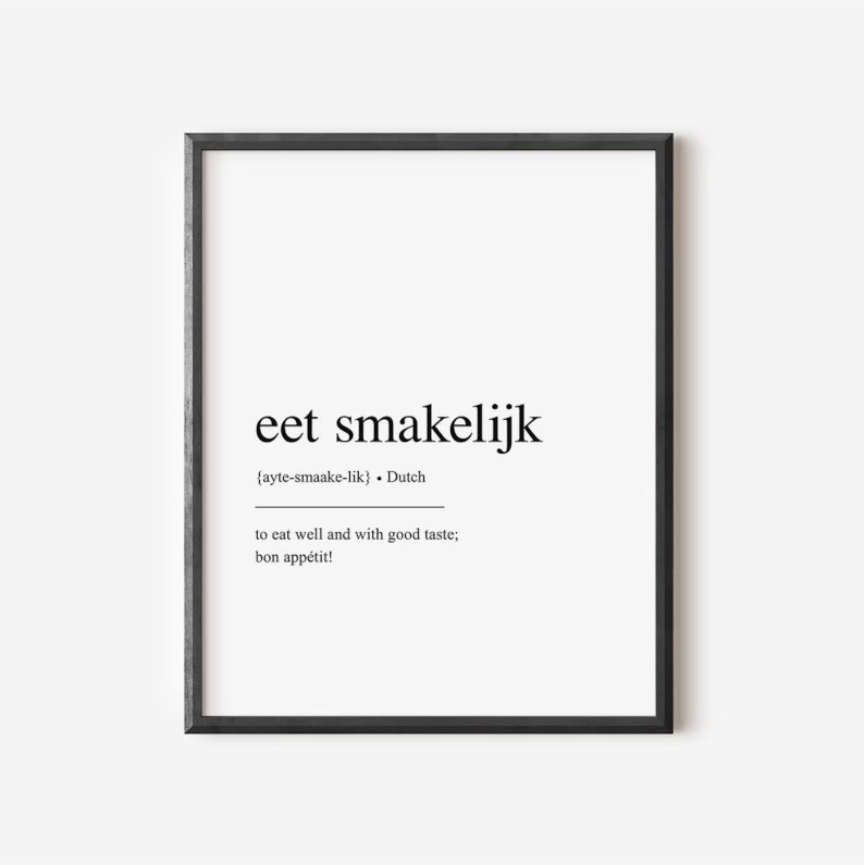 PRINTED Eet Smakelijk Definition Print, Dutch Definition Print, Holland
