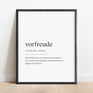PRINTED Vorfreude Definition Poster, German Print, Minimalist Wall Art, German Poster, German Decor, German Gift, German Saying