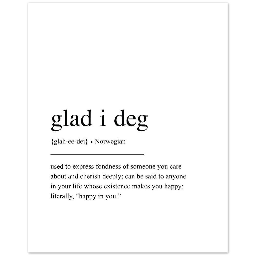 Glede Definetion Glad I Deg Definition Print, Norwegian Gift Poster - Etsy