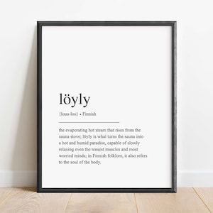 PRINTED Finnish Löyly Definition Print, Loyly Definition Print, Nordic print, Finnish Gift, Finnish Print, Finnish Sauna