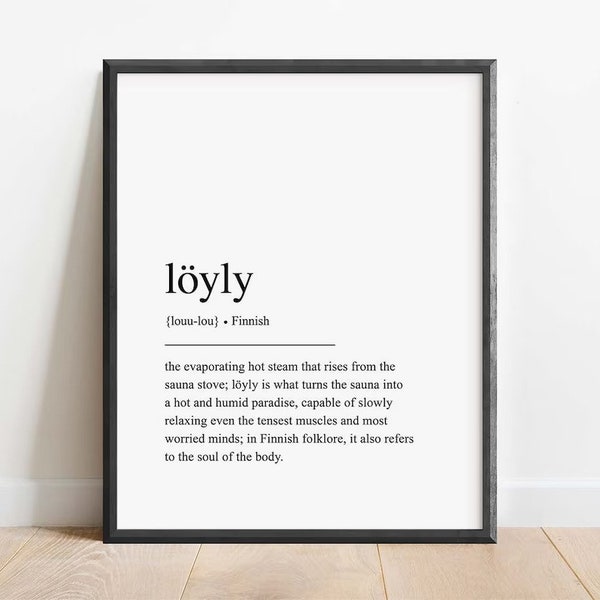 PRINTED Finnish Löyly Definition Print, Loyly Definition Print, Nordic print, Finnish Gift, Finnish Print, Finnish Sauna