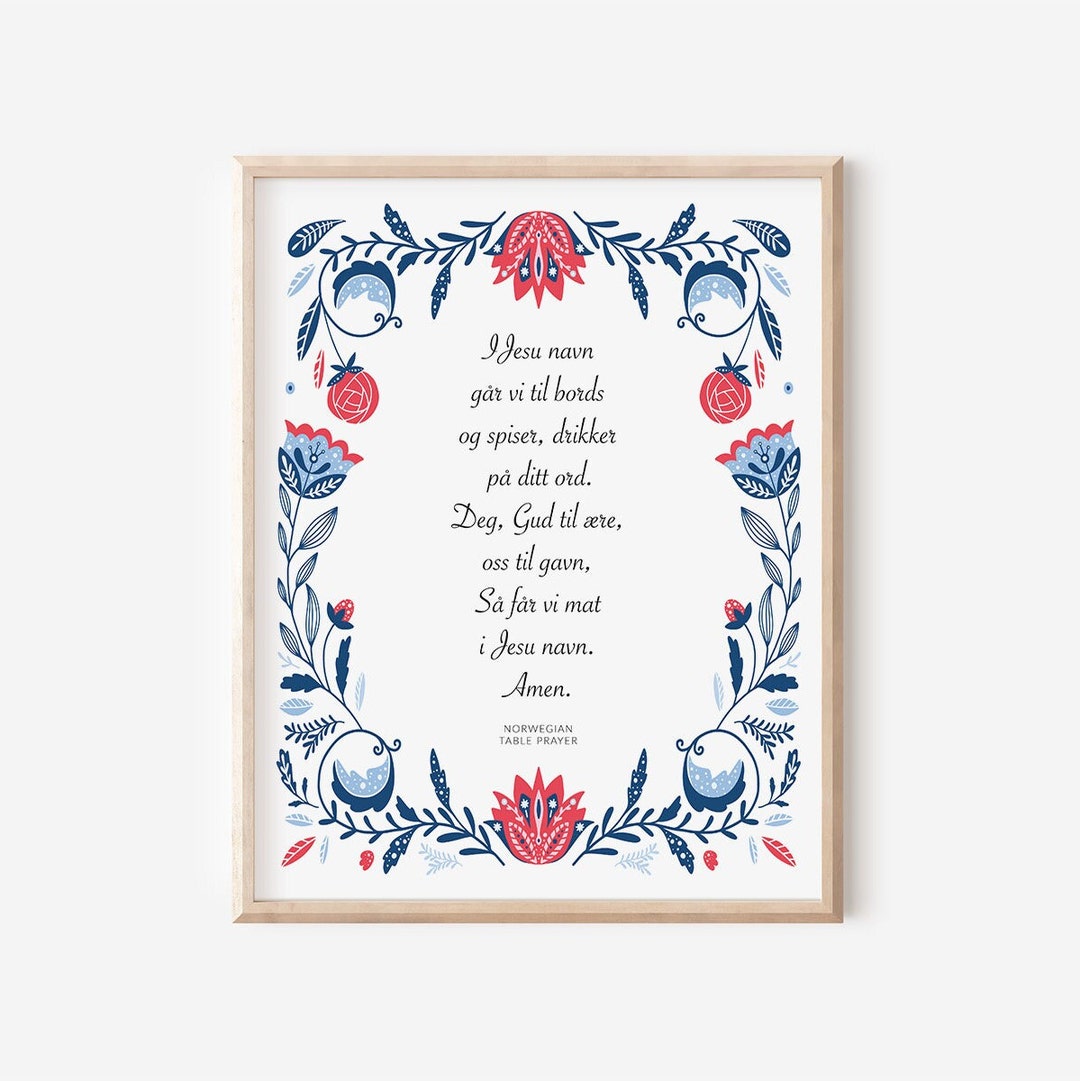 PRINTED Norwegian Table Prayer, Norwegian Blessing, Norwegian Prayer, I