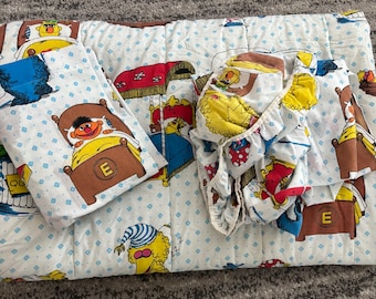 Vintage SESAME STREET - TWIN Sheets and Sleeping Bag JCPenney Kids Bedding