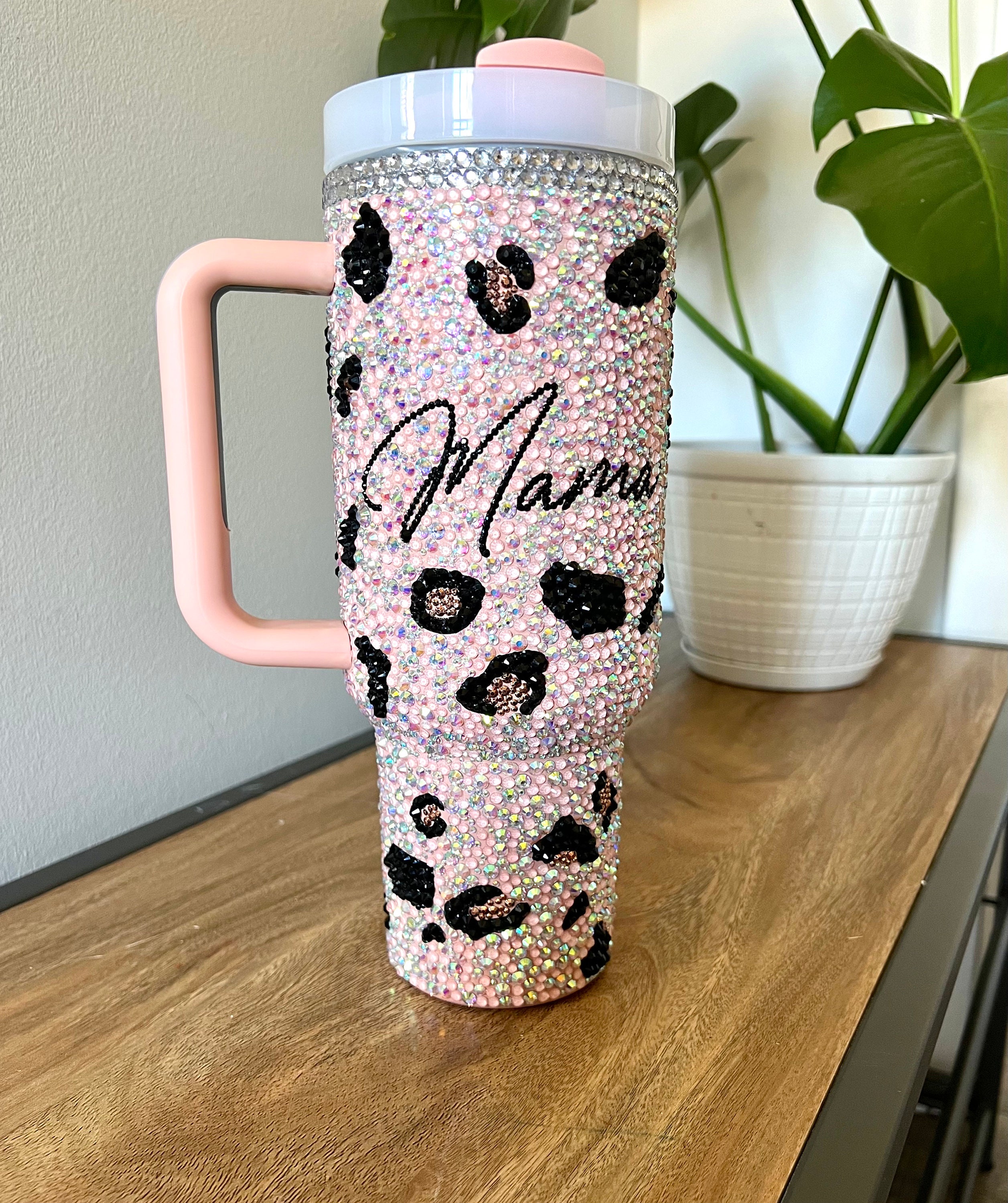 40oz luxury Bedazzled rhinestone bling Stanley inspired tumbler with h –  Iconic Trendz Boutique