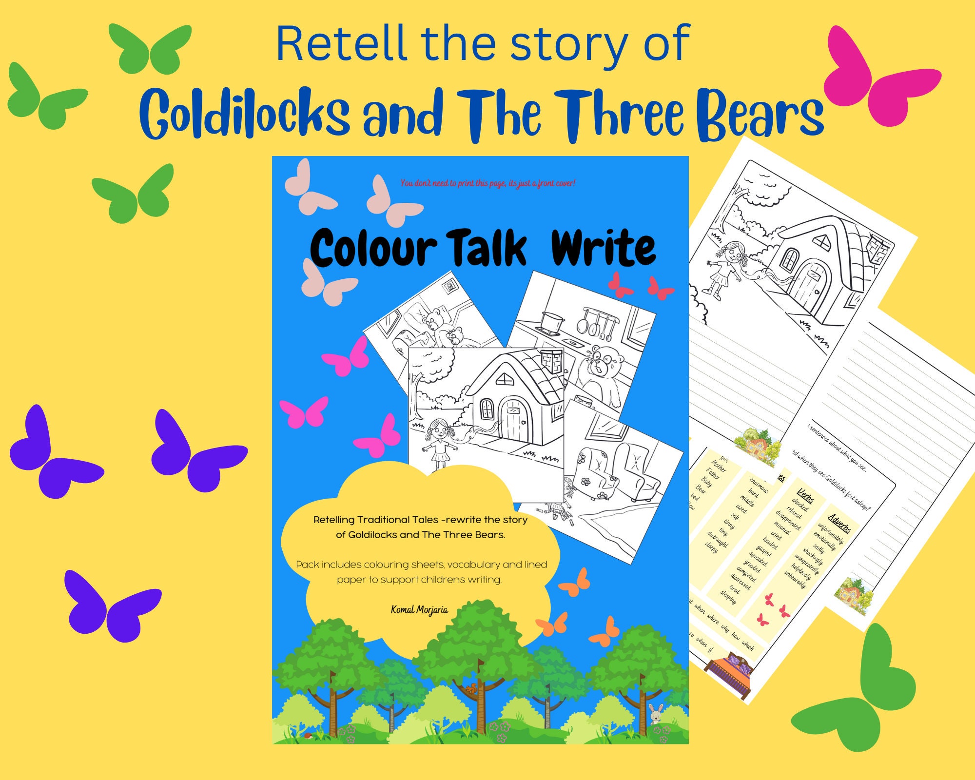Goldilocks and the Three Bears Printable Colouring and - Etsy
