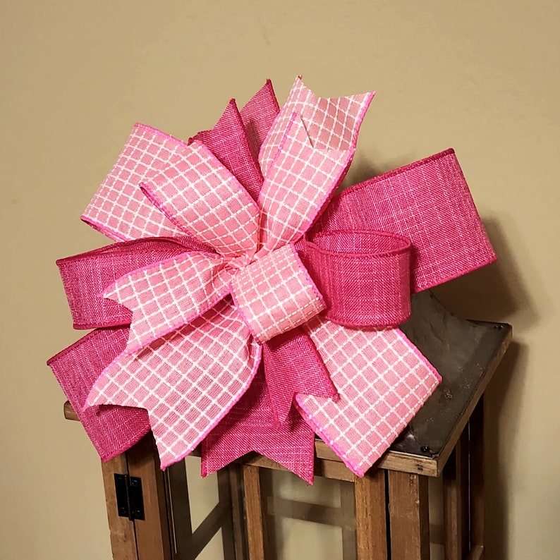 Pink Bow Pink Wreath Bow Pink Lantern Bow Valentine Bow Handmade Bow Valentine's Day Bow Gift