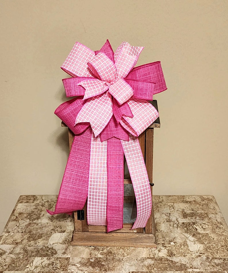 Pink Bow Pink Wreath Bow Pink Lantern Bow Valentine Bow Handmade Bow Valentine's Day Bow Gift