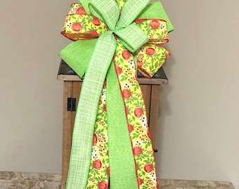 FLORAL Wreath Bow Lantern Bow Lime Green Bow Handmade Bow Gift Bow Floral Bow Flower Bow Yellow Bow Spring Bow Summer Bow Easter Bow