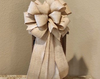 Burlap Wreath Bow Burlap Lantern Bow Burlap Christmas TreeTopper Bow Farmhouse Bow Handmade Bow Burlap Tree Topper Bow