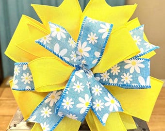 Yellow Bow Blue Bow Easter Bow Lantern Bow Wreath Bow Handmade Bow Floral Bow Gift Bow Spring Bow Summer Bow Everyday Bow Flower Bow Decor