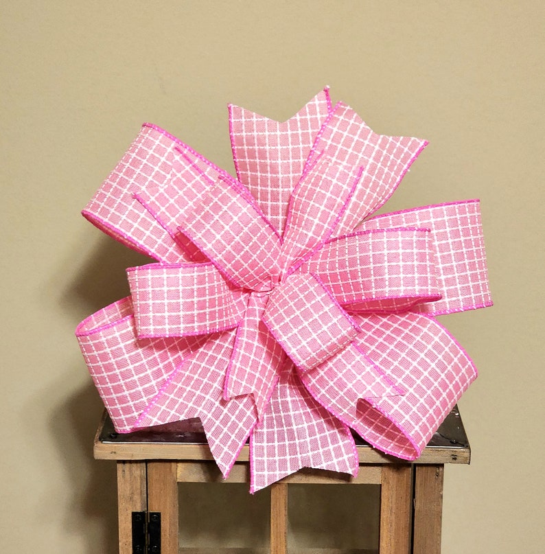Pink Bow Pink Wreath Bow Pink Lantern Bow Valentine Bow Handmade Bow Valentine's Day Bow Gift