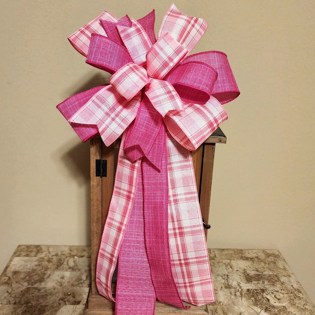Pink Bow Pink Wreath Bow Pink Lantern Bow Valentine Bow Handmade Bow Valentine's Day Bow Gift