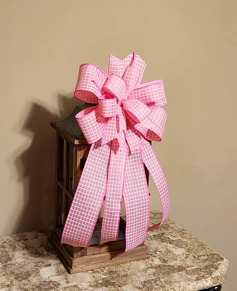 Pink Bow Pink Wreath Bow Pink Lantern Bow Valentine Bow Handmade Bow Valentine's Day Bow Gift