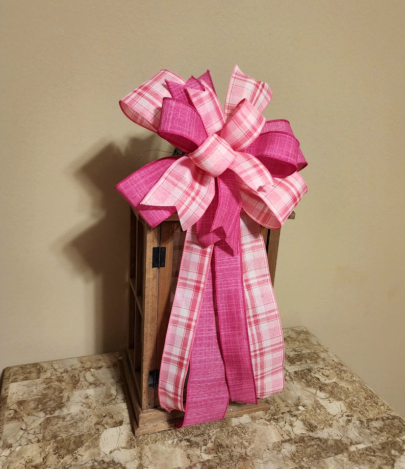 Pink Bow Pink Wreath Bow Pink Lantern Bow Valentine Bow Handmade Bow Valentine's Day Bow Gift