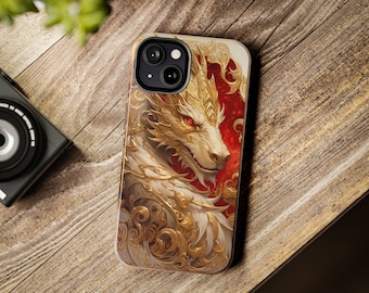 White Dragon iPhone Case, Tough Protective Phone Case, Fantasy Dragon Phone Case, Elegant Dragon Phone Protector
