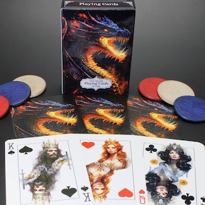 Carte da gioco Fire Dragon, elegante mazzo di carte da poker fantasy, regalo per giocatori di carte fantasy, mazzo di carte da gioco Epic Dragon