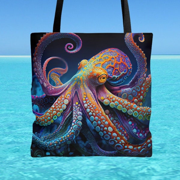 Tote Bag Colorful Octopus Sea Creature Beach Accessory Board Game or Laptop Shoulder Bag Book Carryall