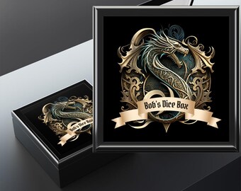 Personalized Dragon Seal Dice Box: Padded Mini Storage for D&D