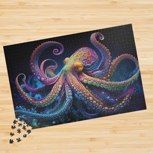 Puzzle Octopus Jigsaw Puzzle Colorful Marine Puzzle Ocean Life Puzzle Animal Jigsaw Puzzle Adult Sea Creature Puzzle Family Jigsaw Puzzle