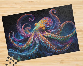 Puzzle Octopus Jigsaw Puzzle Colorful Marine Puzzle Ocean Life Puzzle Animal Jigsaw Puzzle Adult Sea Creature Puzzle Family Jigsaw Puzzle